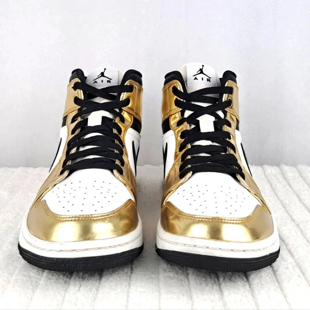 Jordan 1 Mid Men's Metallic Gold, White, Black sz 11 - Picture 5 of 9